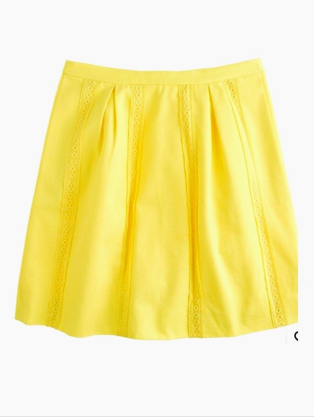 J.Crew Yellow Pleated A-Line Embroidered Skater Skirt Sz 8